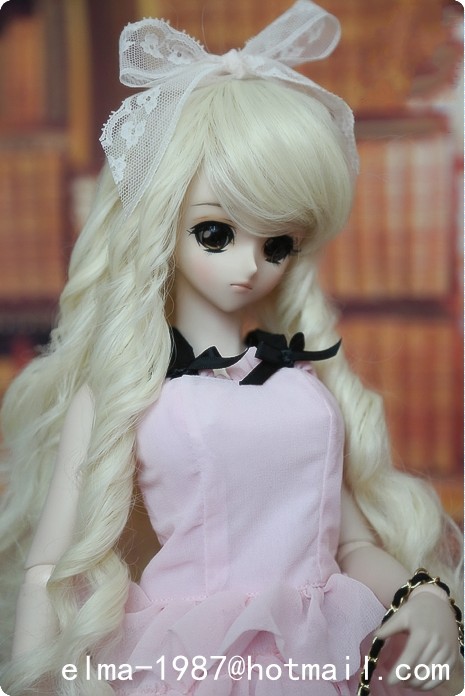 wig for 1/3 doll pale blonde long hair - Click Image to Close